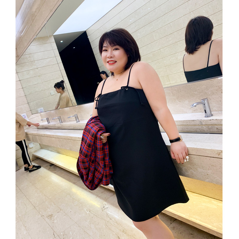 木子理想新款大码吊带连衣裙胖mm抹胸礼服裙内搭遮肚肉显瘦长裙