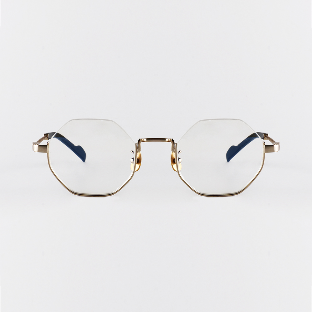 东瀛半包上拉线棱角感多边形纯钛方框中性光学镜架男女近视眼镜