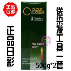 包邮正品发廊日彩芦荟阳离子h油染发膏染发剂500g*2自然黑送工具