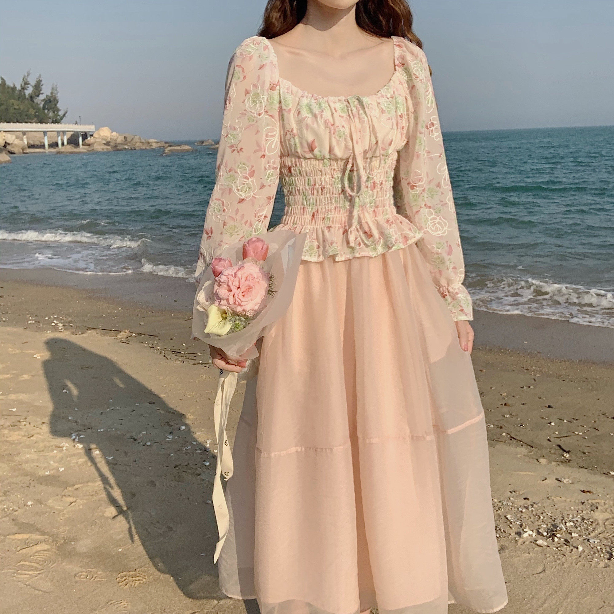 【dear yn】温柔风 纱质半身裙显瘦中长款a字减龄蓬蓬裙仙女裙女