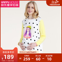 Happy House Winter New Product Character Pattern Maternity Knitwear Digital Printing Long Sleeve European and American Maternity Top