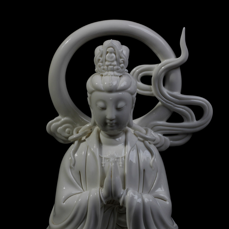 【福建省工艺美术大师】林鸿福作品《圆光观音》陶瓷藏品