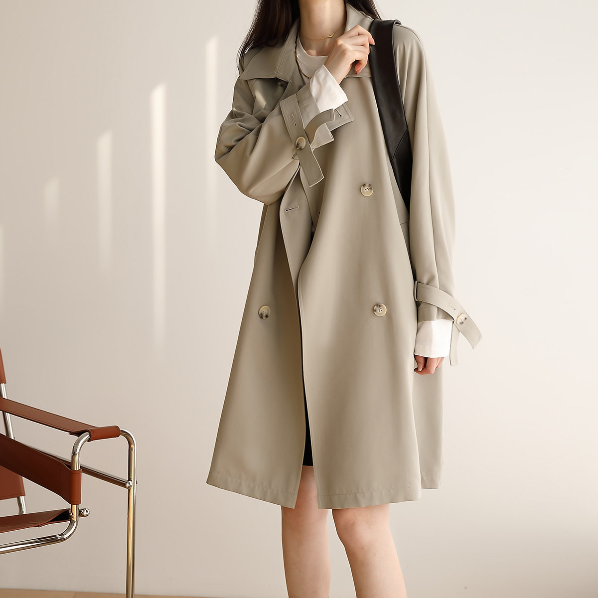嘉茱莉2021年新款今年风衣女中长款小个子高级感外套春秋气质流行