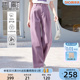 香影紫色纯棉阔腿牛仔裤女2024春季新款复古显瘦窄版直筒宽松裤子
