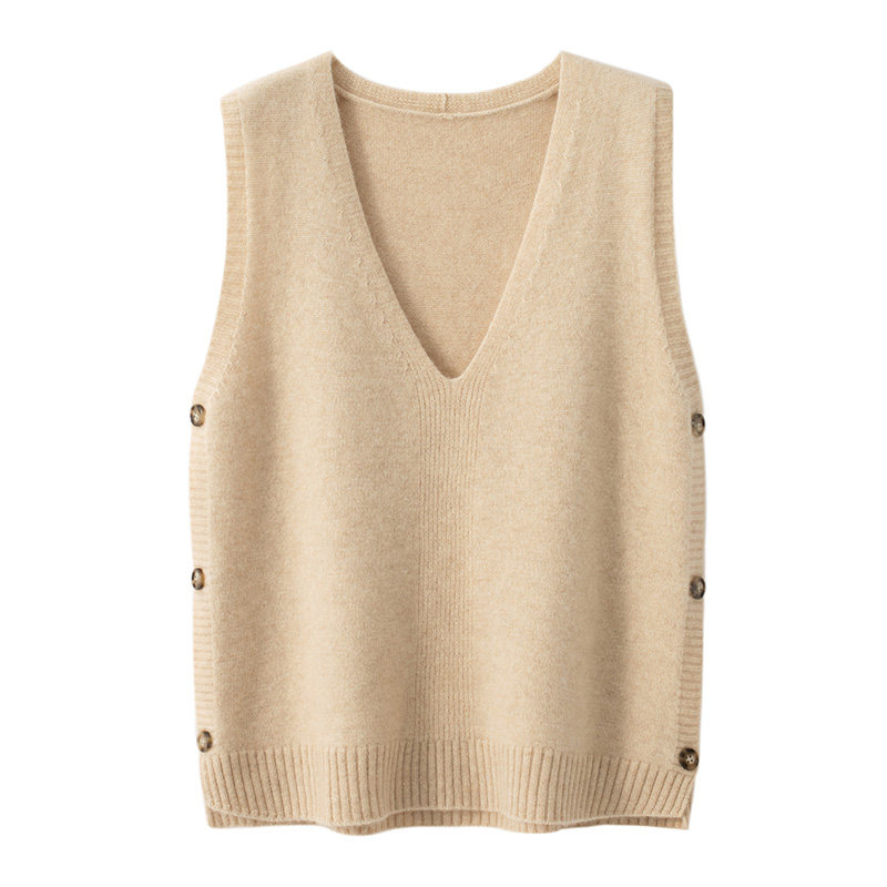 女士精品马夹更新时间:2022年03月02日21秋冬新款山羊绒针织马甲女v领