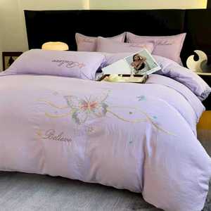 水洗棉磨毛轻奢刺绣四件套 床单被套被罩高级感四件套a