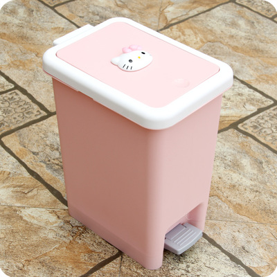 韩版可爱宜家厕所kitty脚踏式垃圾桶翻盖有盖脚踩卫生间客厅卧室