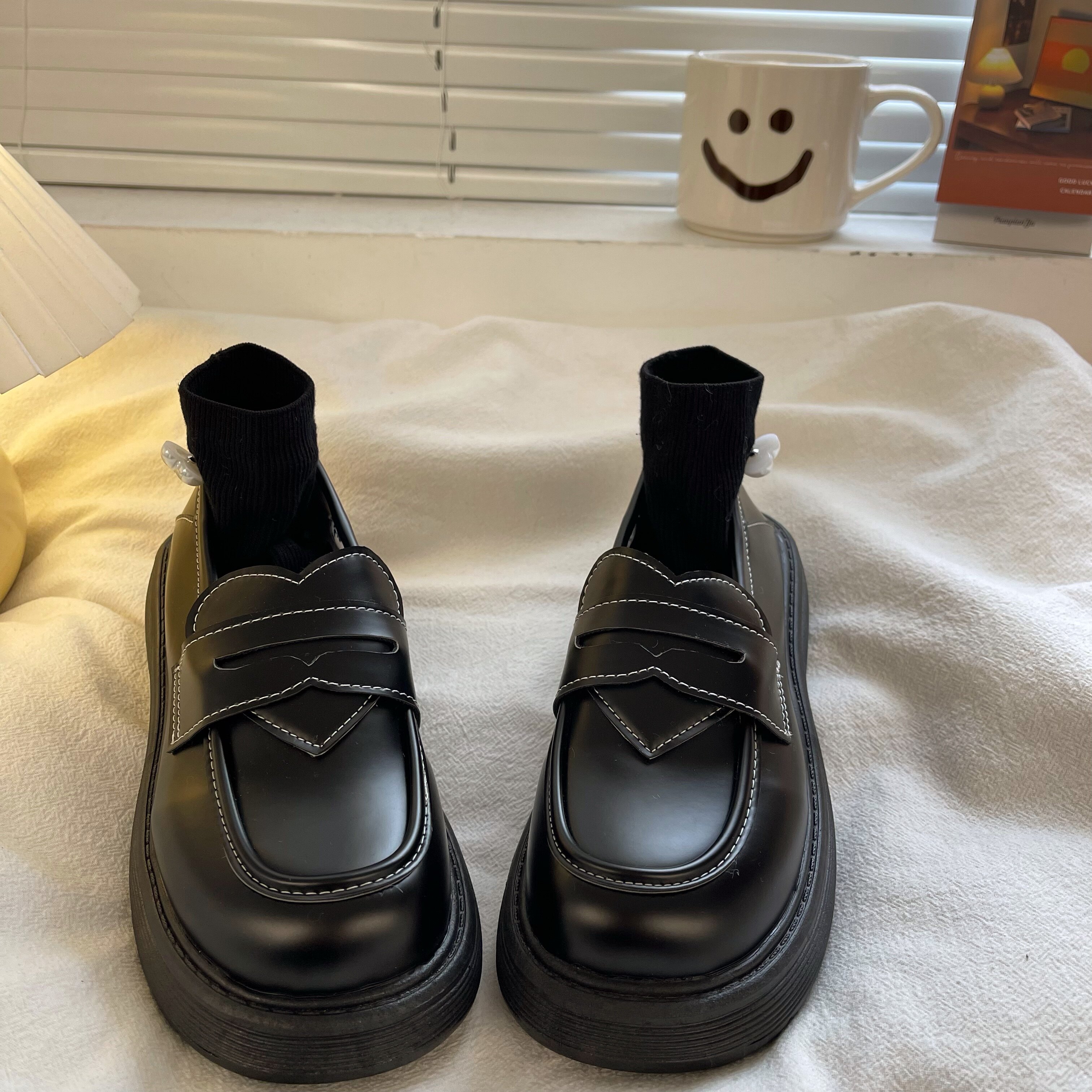 油桃yoto厚底英伦风小皮鞋女学生平底jk制服玛丽珍单鞋学院乐福鞋