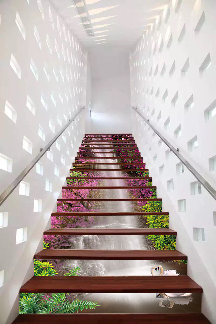 g1376包邮3d如有仙境般的 美景楼梯贴纸 酒店立体楼梯画