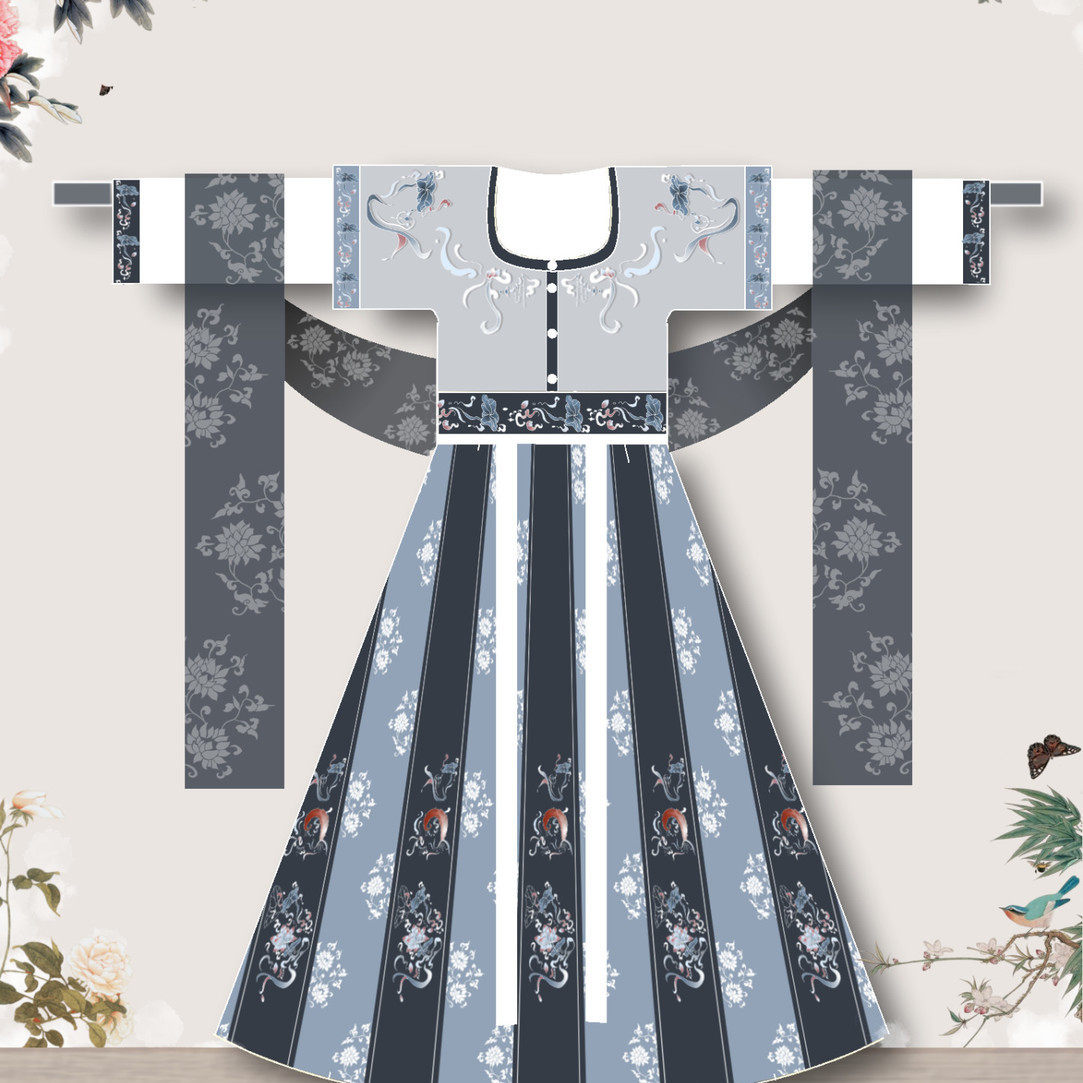 左教坊 缘溪行 原创正品唐制坦领半臂汉服女春秋款齐腰襦裙