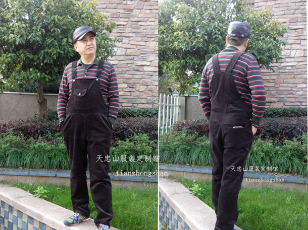 热销吊带连身裤_中老年男条绒背带裤灯芯绒背带裤 休闲裤 吊带工装