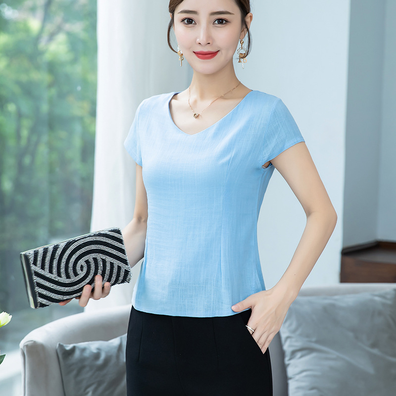 2019夏季新款棉亚麻上衣女士式服装短袖t恤桖色爆修身|ruв категории Женская одежда, футболка - от Buy2taobao.com для оказания профессиональной услуги покупки агента Taobao