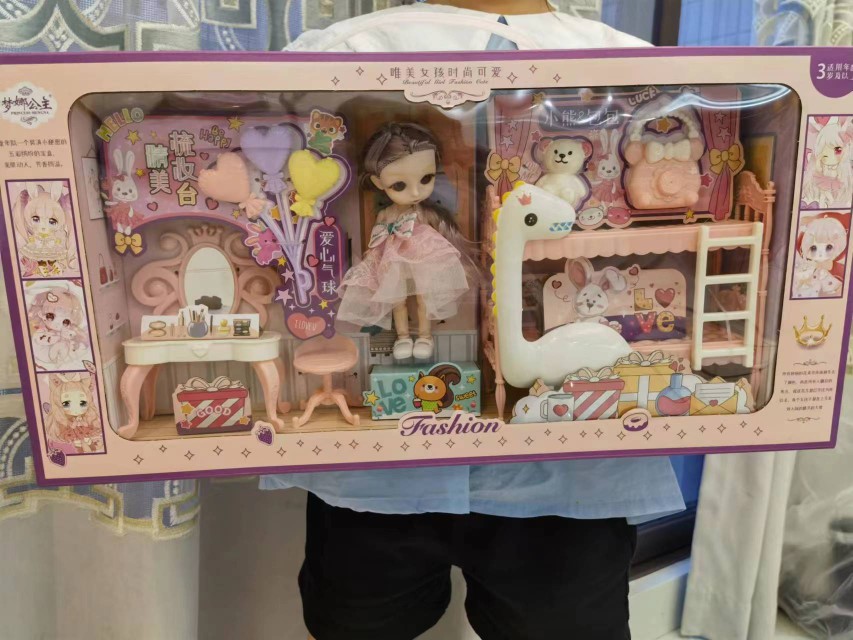 女孩公主洋娃娃过家家卧室双层儿童床精致梳妆台装扮玩具套装