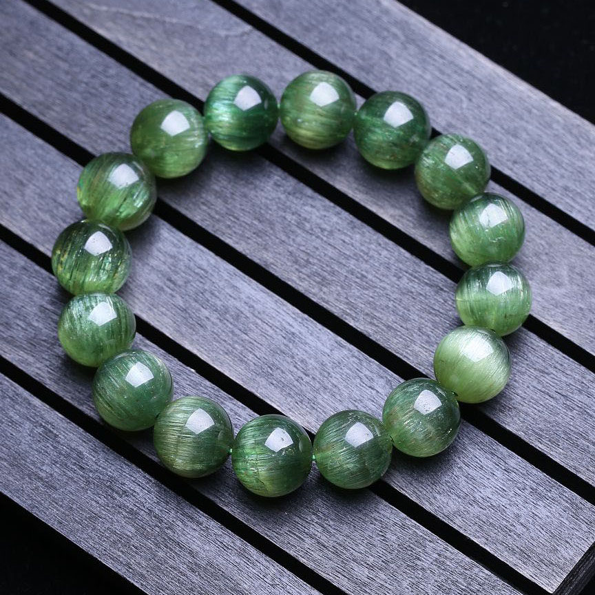 顶级罕见天然猫眼磷灰石手链颜色艳丽 70.55克