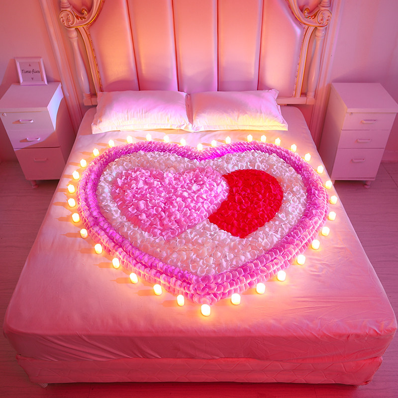 婚房婚床布置仿真玫瑰花瓣生日浪漫求婚表白装饰婚庆路引花假花瓣