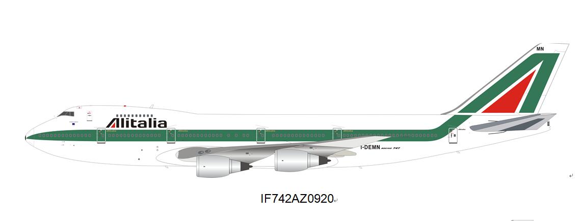 预售inflight飞机模型合金意大利航空b747-200i-demn