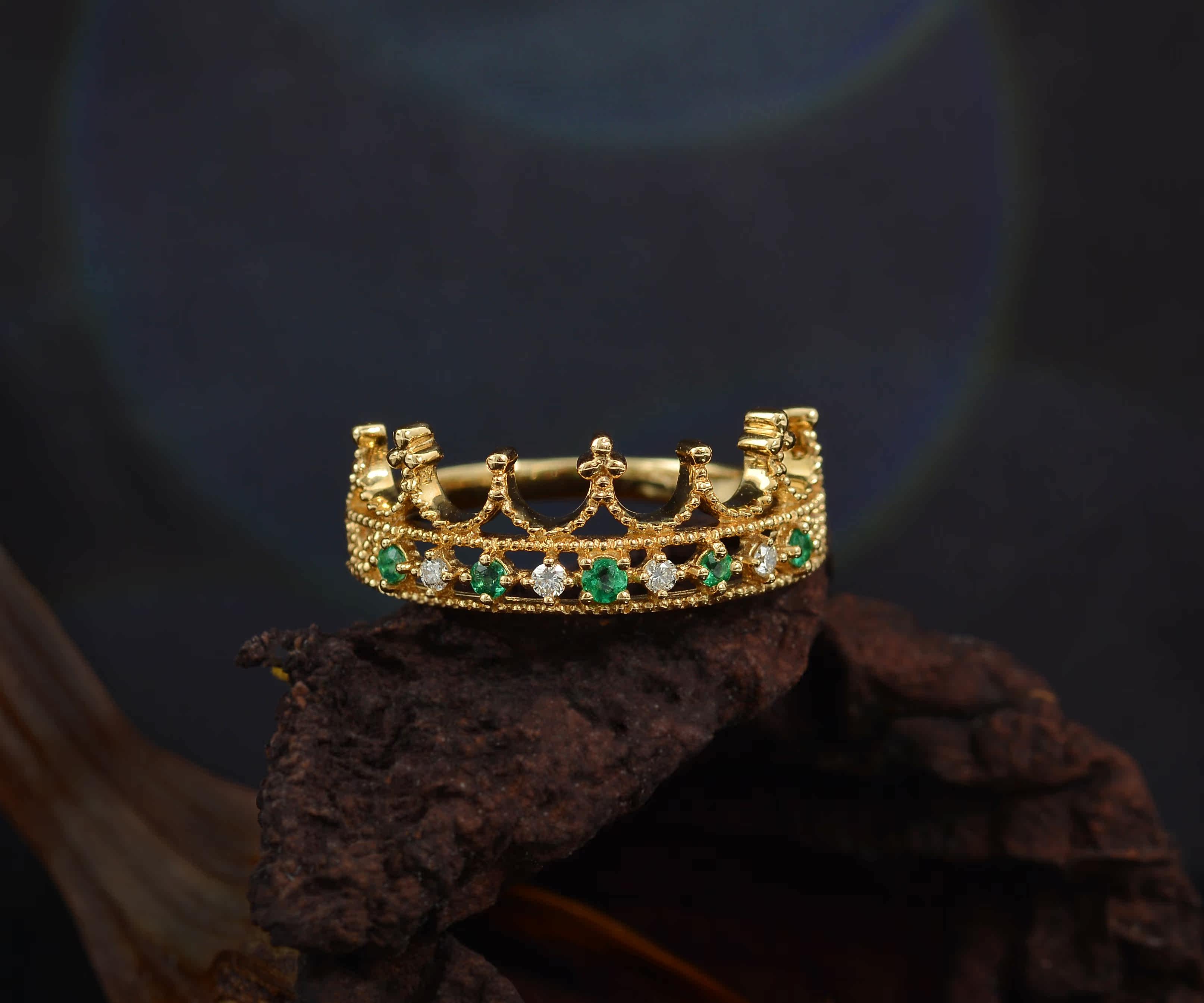 俊皇珠宝 18k金祖母绿皇冠戒指欧