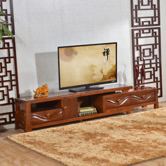 胡桃木实木电视柜 现代简约时尚环保胡桃木伸缩组合电视柜