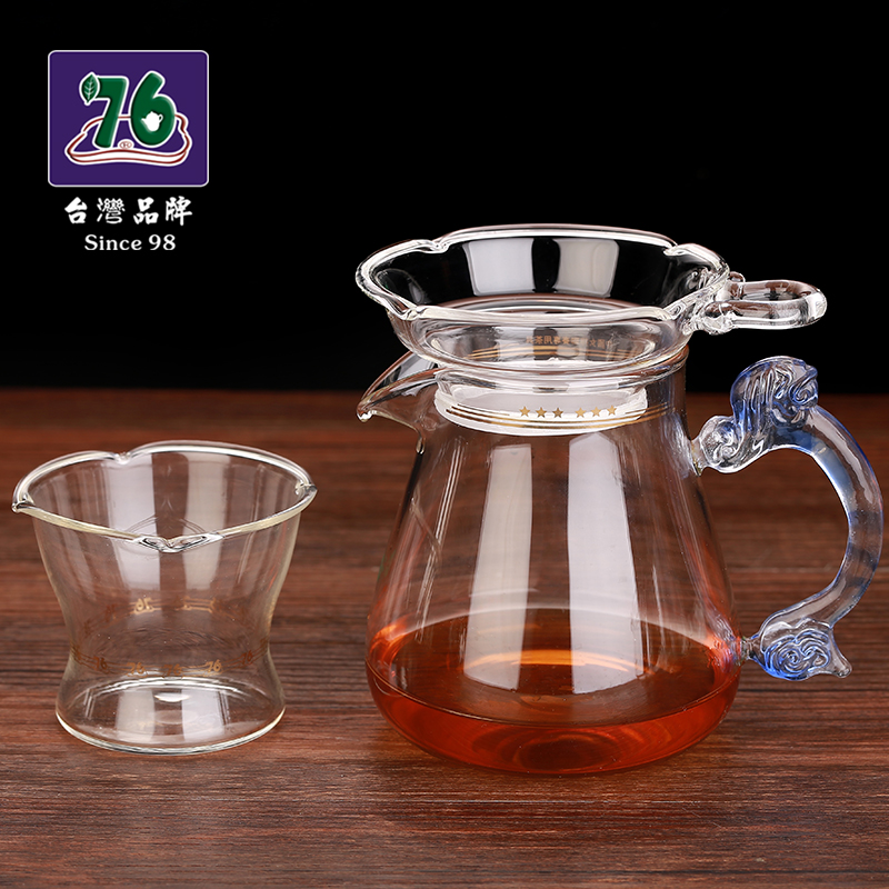 台湾76公道杯 玻璃茶漏茶叶过滤网套装耐热茶海茶功夫茶具 分茶器