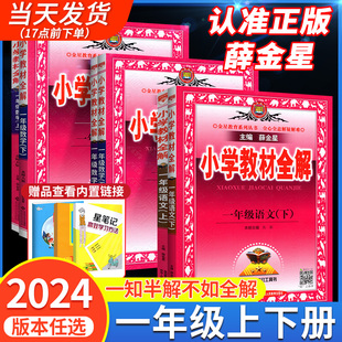 2024小学教材全解一年级下册上册语文数学科学作文人教版北师大版西师版薛金星同步教材解读课堂笔记英才教程小学生预习复习资料