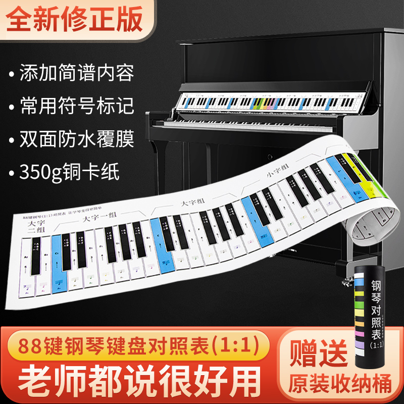 88键钢琴键盘指法练习纸琴键对照表