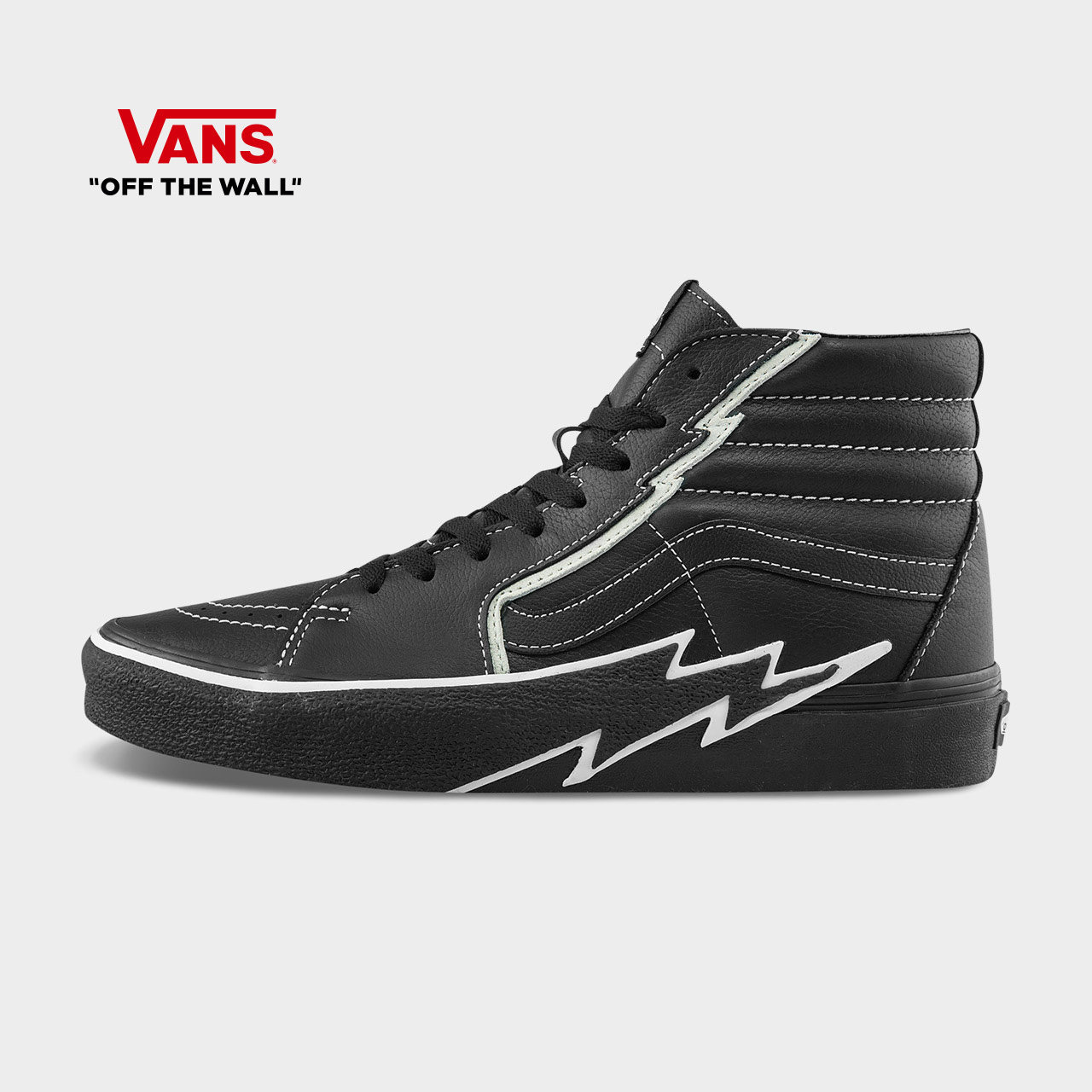 vans范斯官方 黑色闪电图案男鞋女鞋sk8-hi高帮板鞋运动鞋