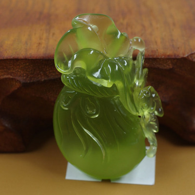 天然岫玉招财钱袋吊坠财源滚滚挂件属你有钱金钱老鼠玉石饰品男女