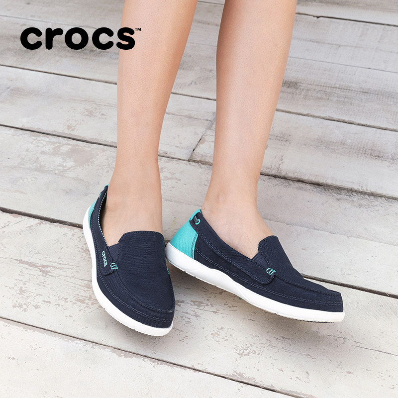 crocs女帆布鞋 卡骆驰低帮透气一脚蹬软底包头休闲乐福板鞋|14391