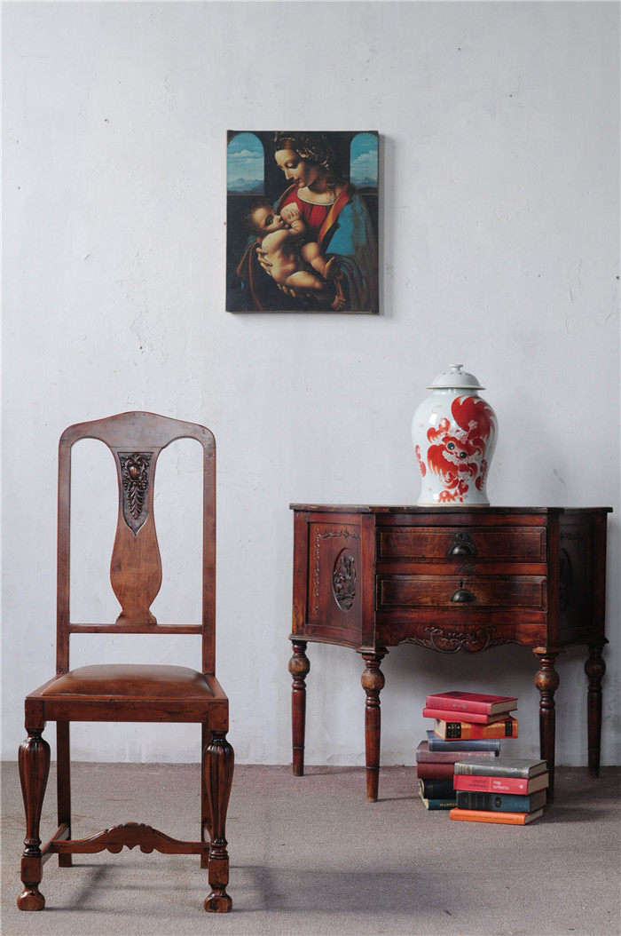 法式老上海古董柚木餐椅办公椅法官椅子欧式西洋家具海派艺术设计