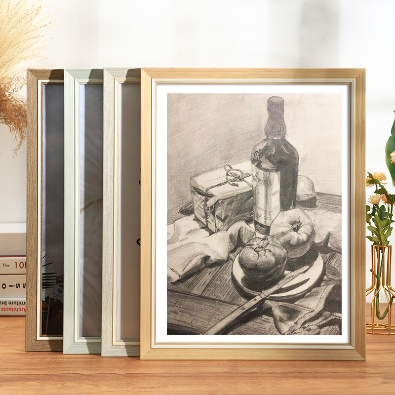 简约素描相框挂墙装裱油画四开8k八画框24寸外框a4纸展示框a3定制