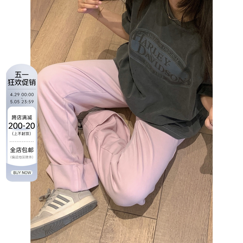 卤卤lulu 美式复古做旧宽松短袖T恤女春夏小个子休闲百搭运动上衣