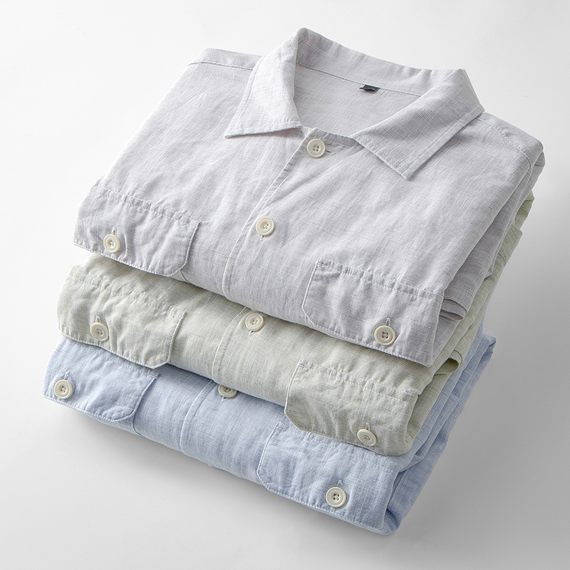 Cicada thin in summer ventilation Men's Easy Tricolor Cotton and hemp Short sleeved leisure time work clothes Cuba shirtin the Men's clothing, Shirt category - from Buy2taobao.com to provide professional Taobao agent buy service