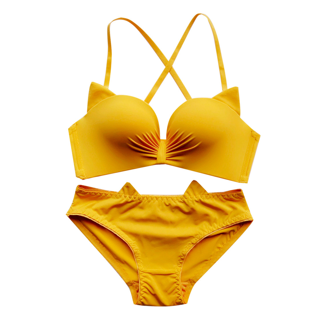 内衣女性感豹纹无钢圈无痕美背小胸罩显大聚拢收副乳少女文胸套装