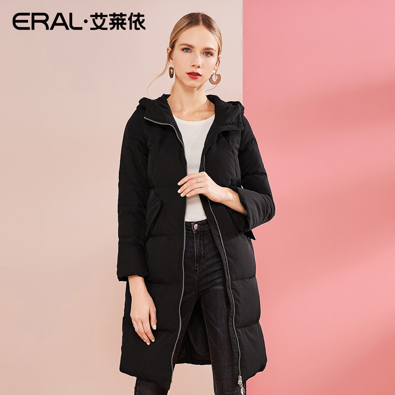 eral/艾莱依羽绒服女2018冬季新品韩版时尚加厚保暖外套617104048_不