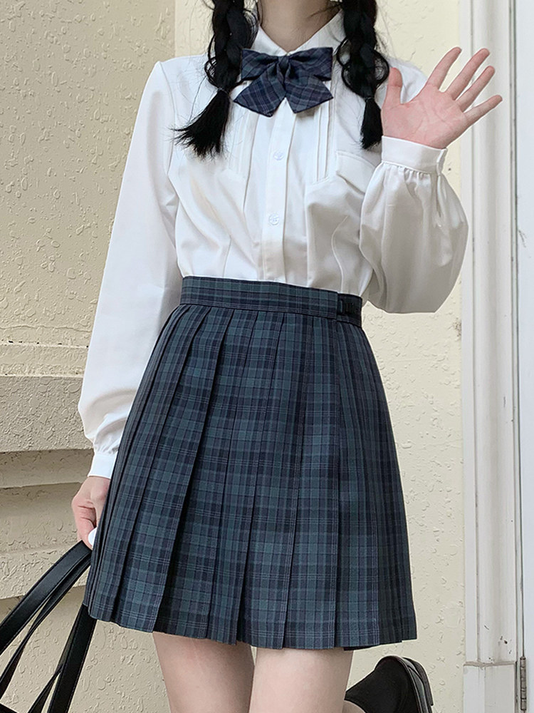 jk裙正版海苔jk格裙39cm百褶裙女夏季格子半身裙短裙子校供感深色