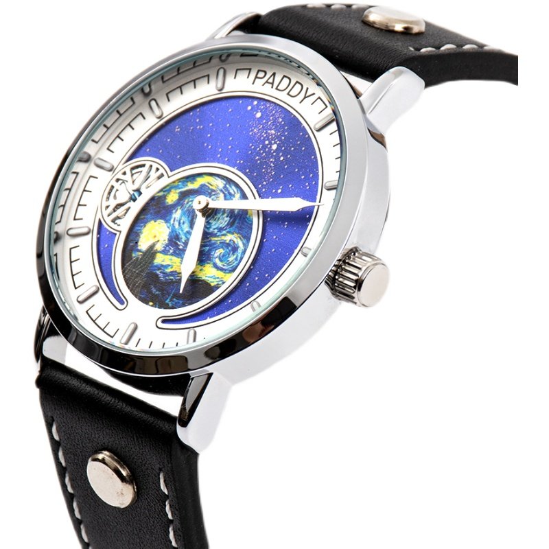 2021年梵高星空画作品时尚手表皮表手表高端奢华paddy腕表