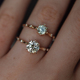18K金天然钻石戒指小克拉戒指爪镶八爪镶配钻戒臂经典钻石戒指