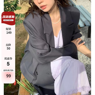 2024春季新款高级感时尚正肩休闲西装大码女装胖mm慵懒风西服外套