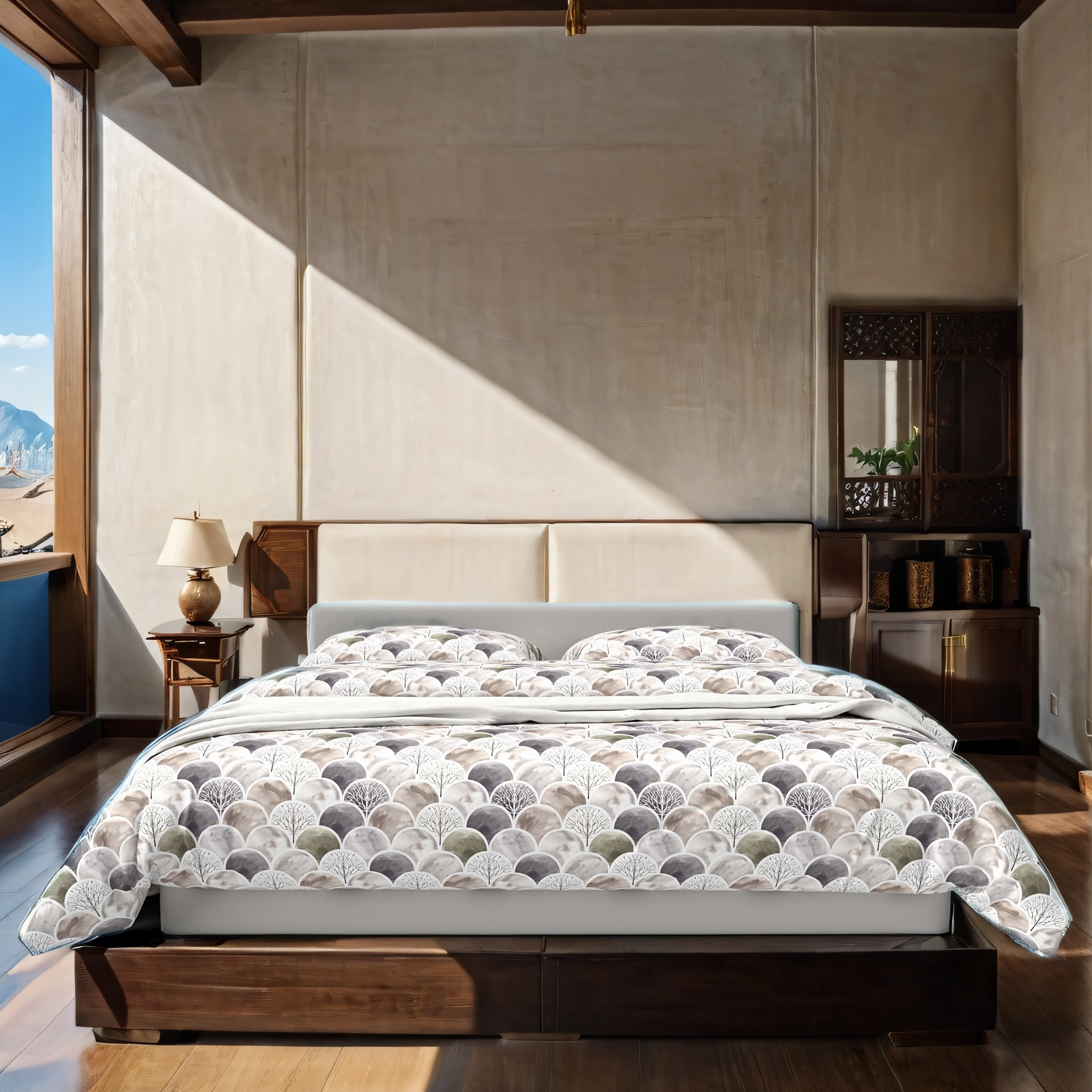 汉尚家居 中国风海浪纹原创印花床上用品三件套多件套床品套件