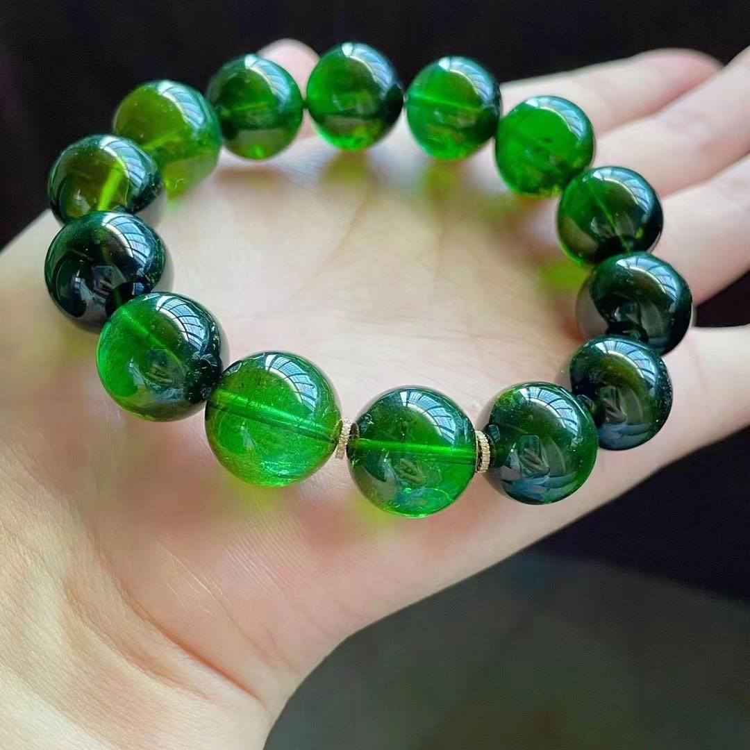 魅晶天然戒面料绿碧玺单圈手链