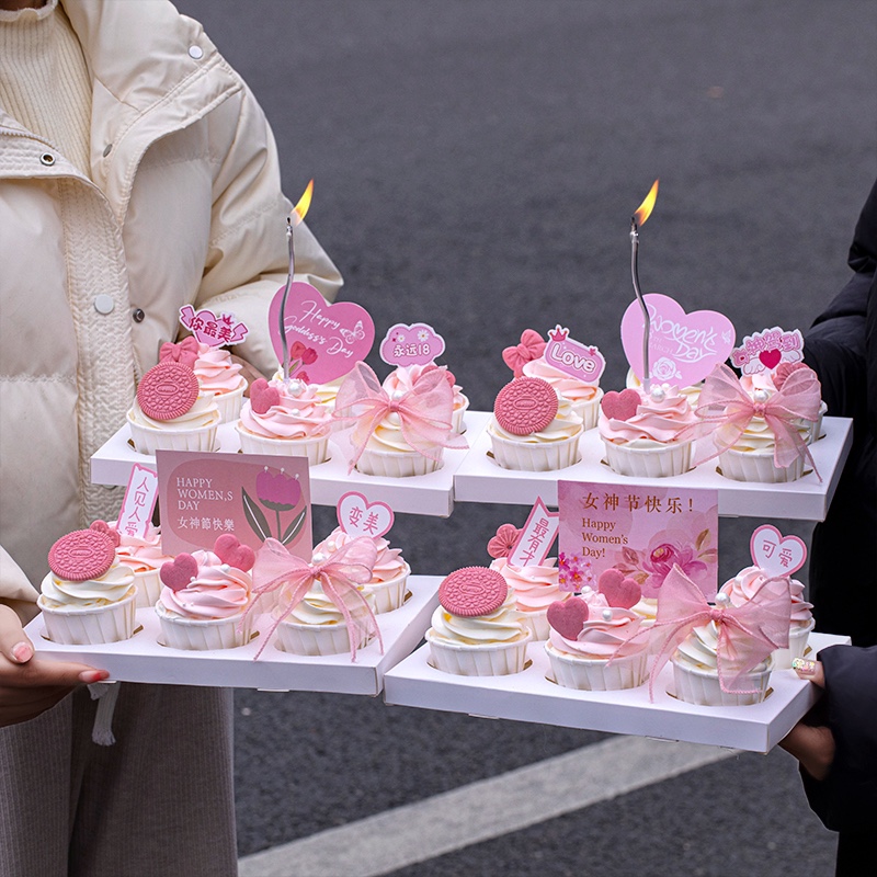 38女神节纸杯蛋糕装饰三八妇女节日