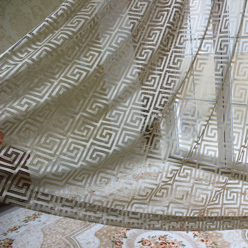 现代中式客厅书房阳台镂空纱帘定制加厚茶室古典回字形纹格子窗纱
