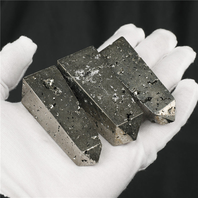 新奇特天然黄铁矿尖锥形方尖碑水晶摆件原石柱把玩工艺装饰礼物品