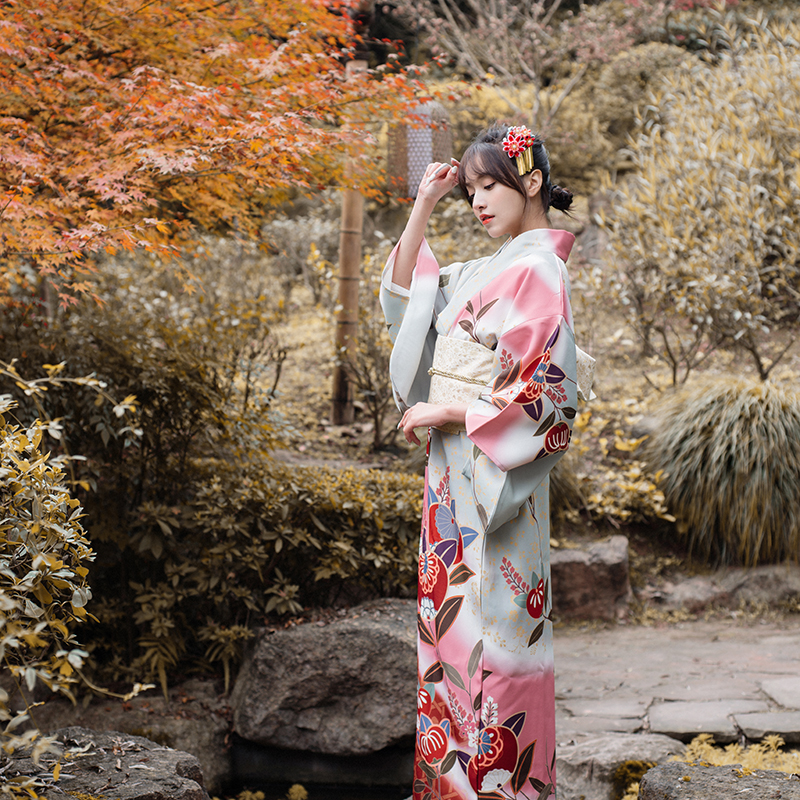 山鸟和色日式和服和风浴衣复古连衣裙改良和服摄影旅拍写真现货