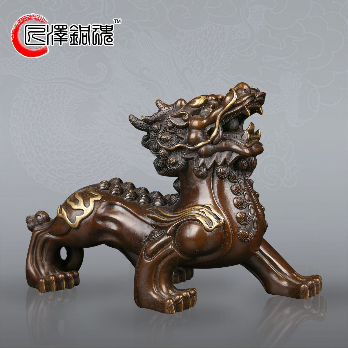 匠泽铜魂 纯铜貔貅摆件 双角霸王貔貅 家居风水招财进宝旺财开业