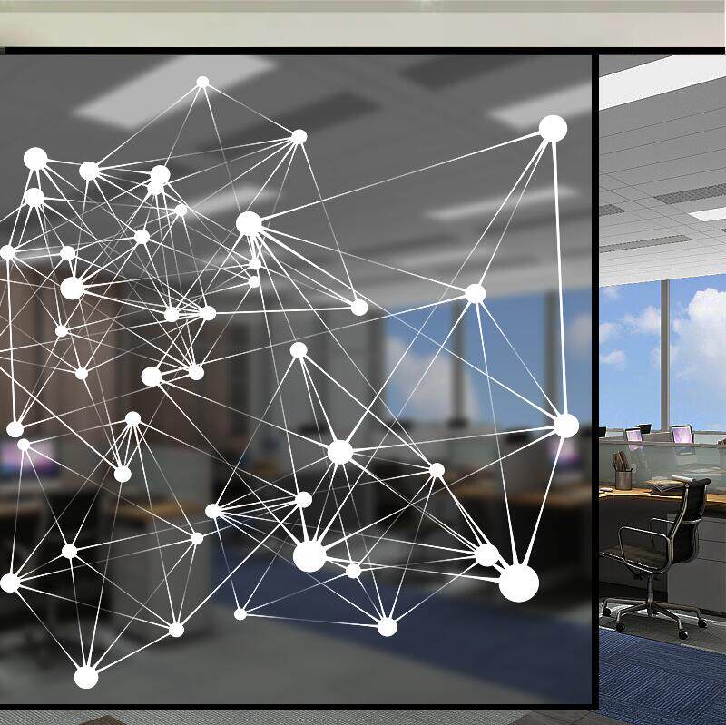 办公室玻璃贴纸定制透明uv星辰科技防撞玻璃贴膜推拉隔断玻璃装饰