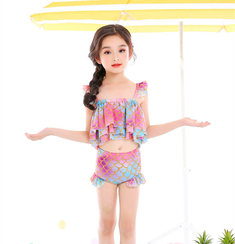 儿童泳衣女孩女童韩国可爱裙式游泳衣宝宝婴儿分体小童公主比基尼