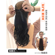 Perm full real hair clip ponytail short medium long real hair wavy curly hair strap-type real hair wig ponytail braid