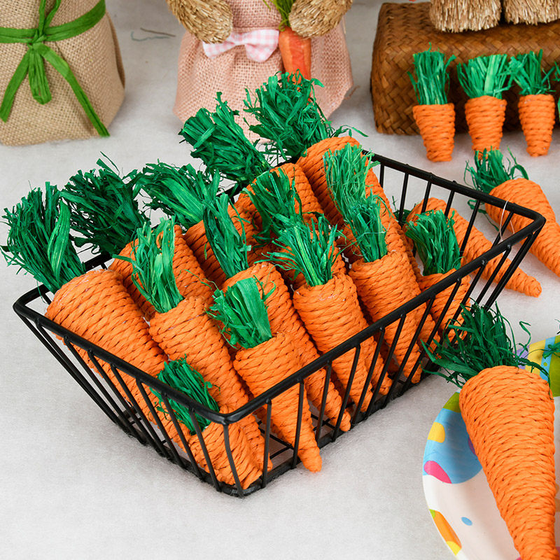 节庆装饰品复活节仿真胡萝卜摆饰桌面装扮摆设针织胡萝卜挂饰摆件