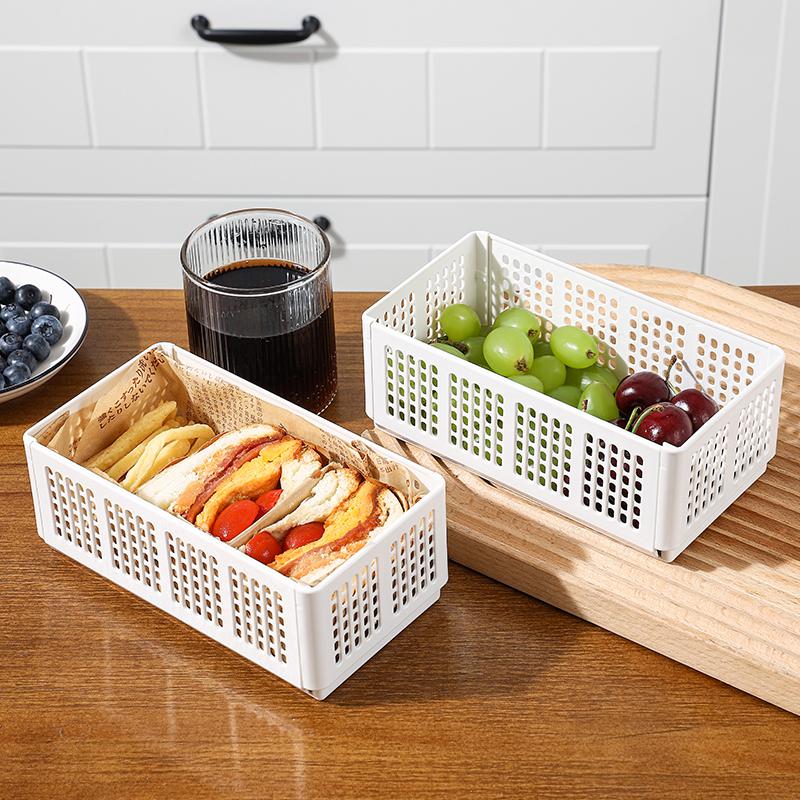 日式三明治收纳盒长方形镂空可折叠微波炉加热便携外出装水果盒子